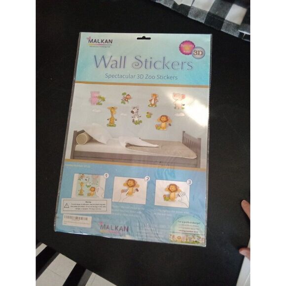 3D Baby Animals Wall Decals Safari Nursery Kids Baby Bedroom Stickers - Picture 4 of 5